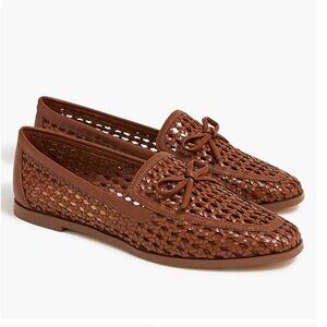 J.Crew $138 Woven Bow Loafers in Cognac Size 10 BW875